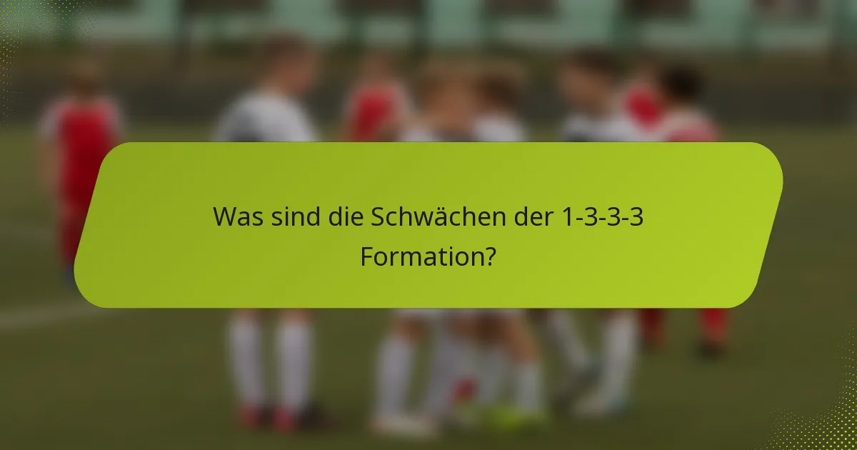 Was sind die Schwächen der 1-3-3-3 Formation?